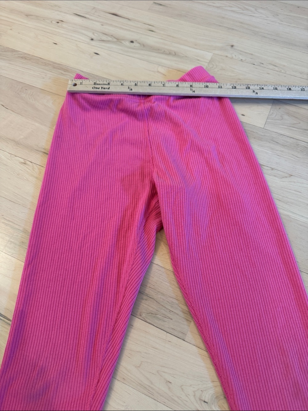 Alo-Bright Pink High Waisted Ribbed Leggings-XS-Athletic Athleisure - Picture 2 of 5